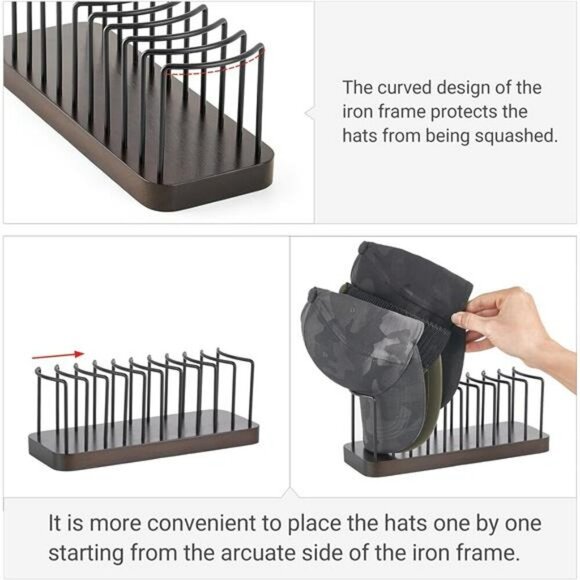 Mkono Hat Organizer Rack for Baseball Caps Desk Shelf Storage Holder Stand - Picture 3 of 7